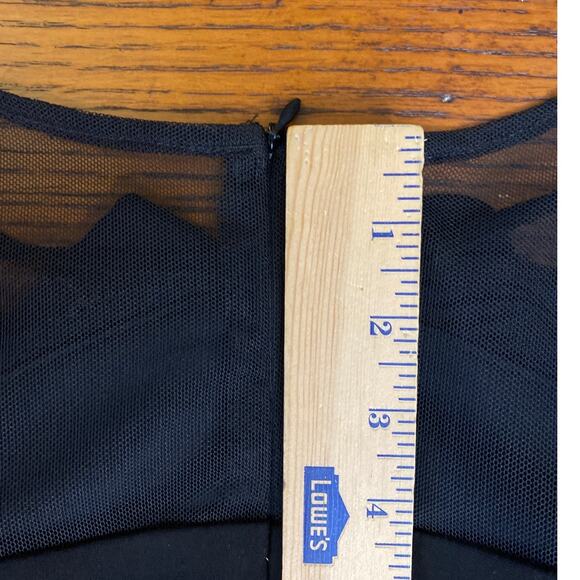 Ruffle Sheer Illusion Little Black Dress Classic Minimal 10 Luxury R&M Richards - Picture 10 of 10